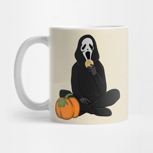 Ghostface eating pursburry pumpkin cookie Mug